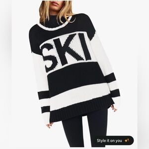 Black and White Ski Cowl Neck Sweater